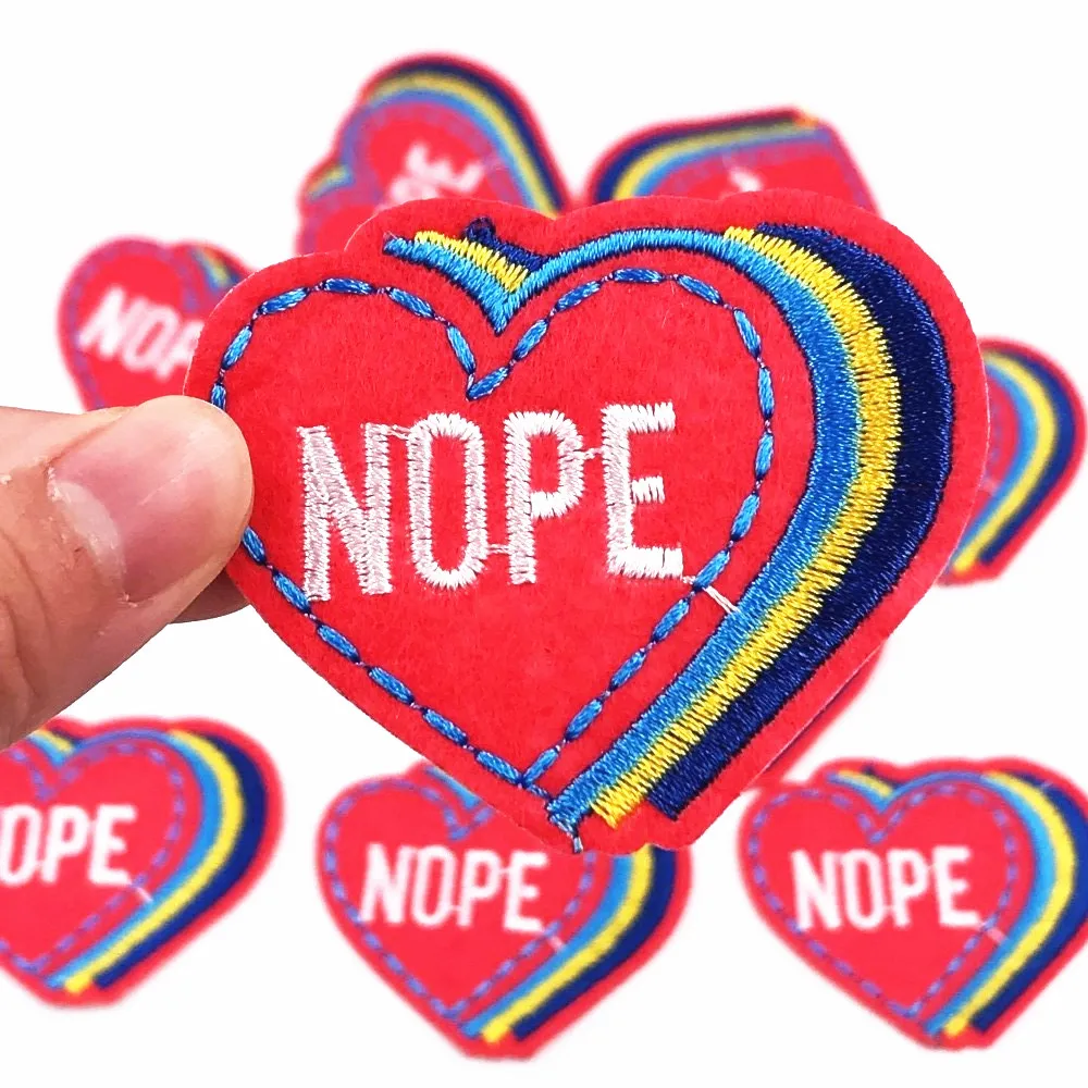 10pcs/lot Nope alphabet Embroidered Patches Sewing on Patches For Girls