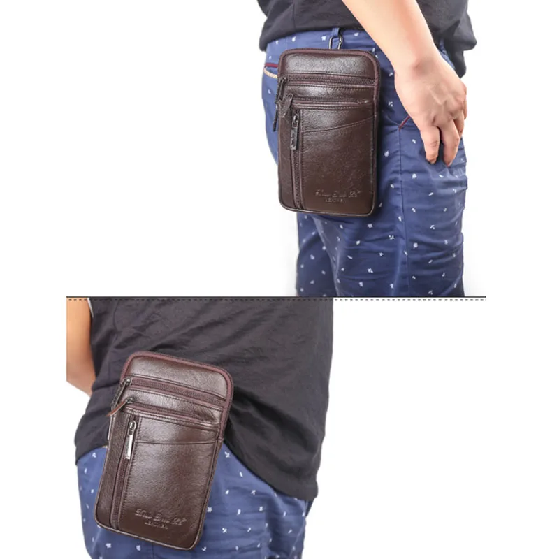 Новая мужская сумка из натуральной кожи высокого качества, модная сумка через плечо, поясная сумка на пояс, чехол для телефона, портсигар, кошелек