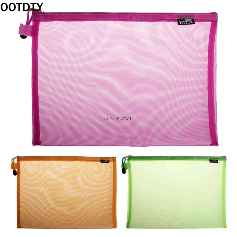 

Nylon Fabric Document Bag A4 Size Zipper File Pocket Storage Organizer School Office Supplies