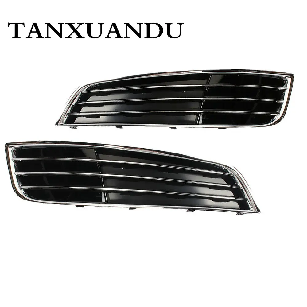 

3BAR Front Bumper Lower Piano Paint Chrome Trim Foglight Lamp Grill Grille Fit For AUDI A8 D4 2011-2013 4H0807679E 4H0807680E
