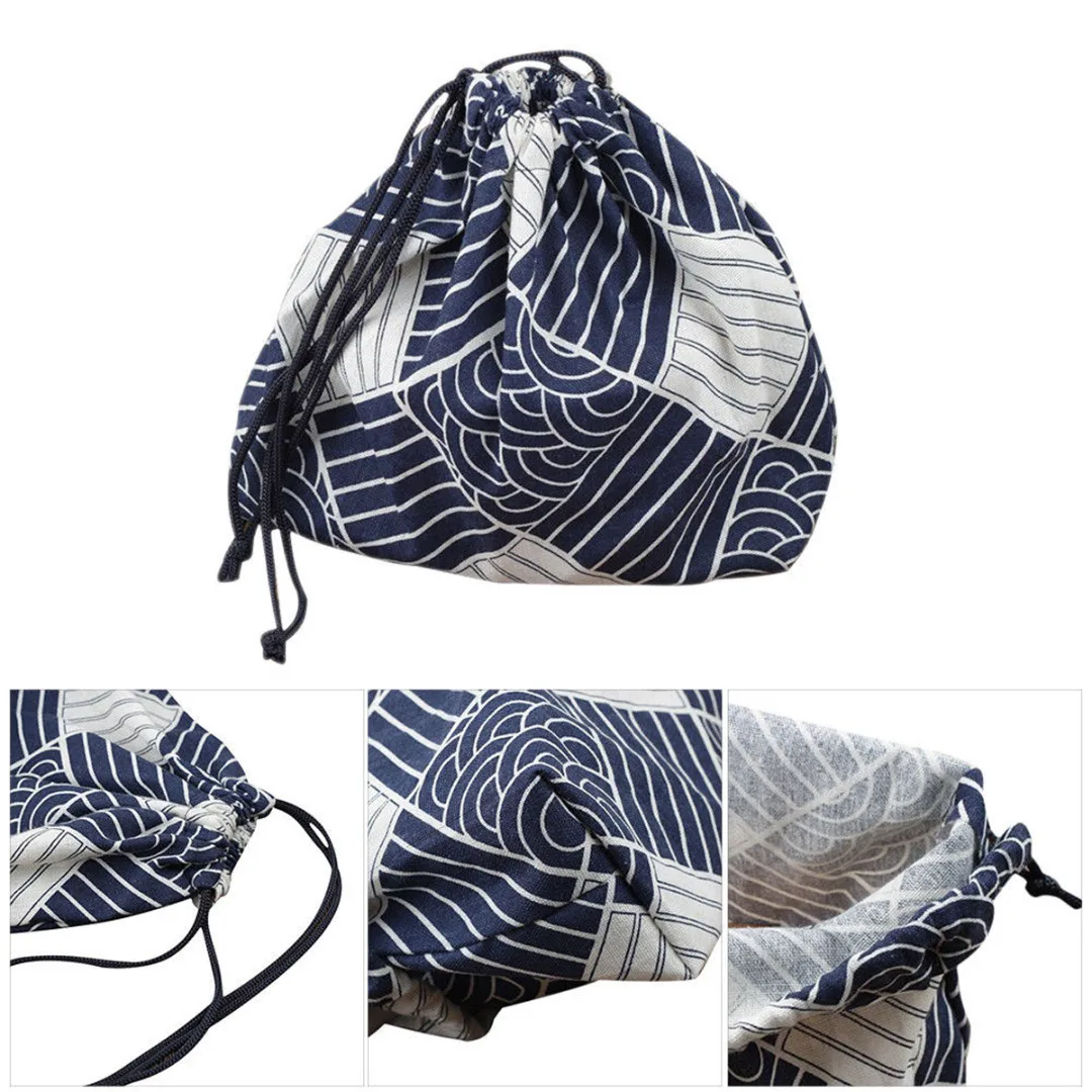 JX-LCLYL Portable Lunch Box Bento Carry Tote Picnic Case Pouch Drawstring Storage Bag