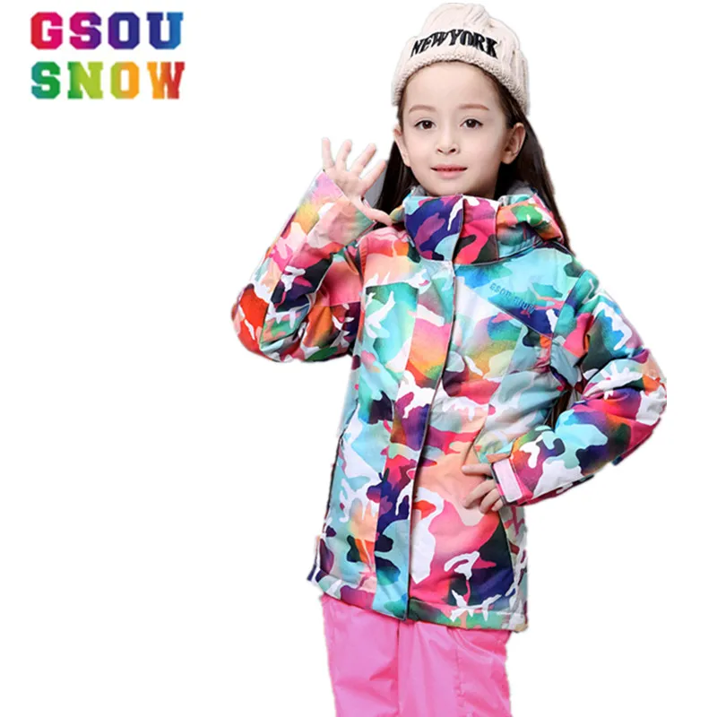GSOU SNOW Ski Jacket Kids Winter Snowboard Jacket Hoodie Girls Super