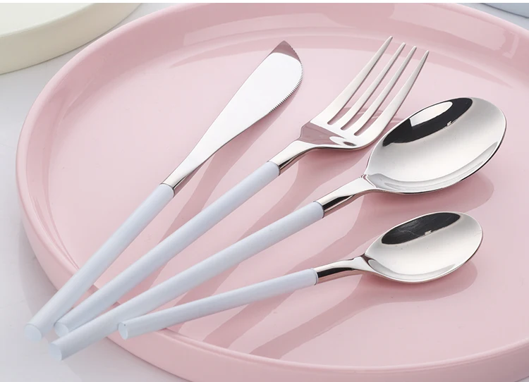 Белый набор посуды 1810 набор столовых приборов из нержавеющей стали 16 штук серебряный нож вилка Столовые приборы столовые приборы Западный набор еды