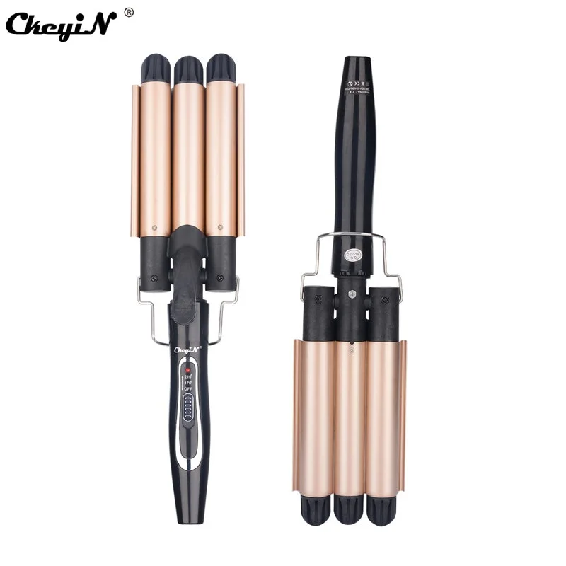 

22mm 3 Barrels Perm Splint Curling Iron Wand 110-240V Ceramic Negative Ions Hair Styling Tools 35W Professional Hair Curler P42