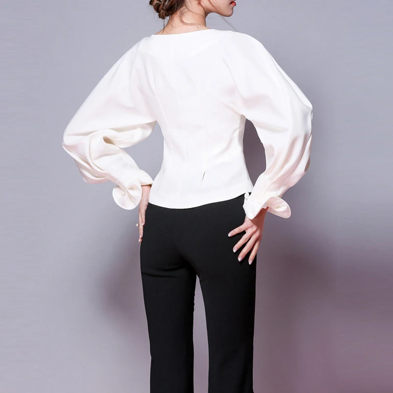 RealShe Fashion Blusas Mujer De Moda 2018 Autumn Women Sexy V-Neck Petal Sleeve Women Blouses Shirt Ladies Casual Tops Blusas RealShe Fashion Blusas Mujer De Moda 2018 Autumn Women Sexy V-Neck Petal Sleeve Women Blouses Shirt Ladies Casual Tops Blusas