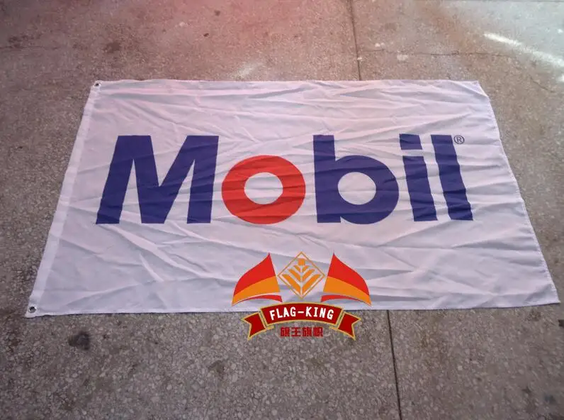 Mobil нефтяной флаг, флаг король, mobil баннеры на машину,, 90X150 см размер полиэстер