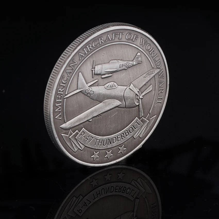 США ВВС вызов монета P-47 Thunderbolt бомбардировщик монеты оригинальные США Серебряная монета