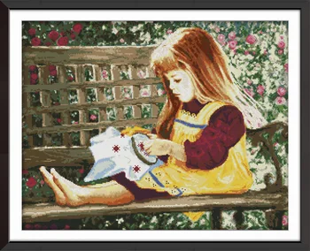 

Joy Sunday Embroidered girl DMC Counted Chinese Cross Stitch Kits printed Cross-stitch set Embroidery Needlework