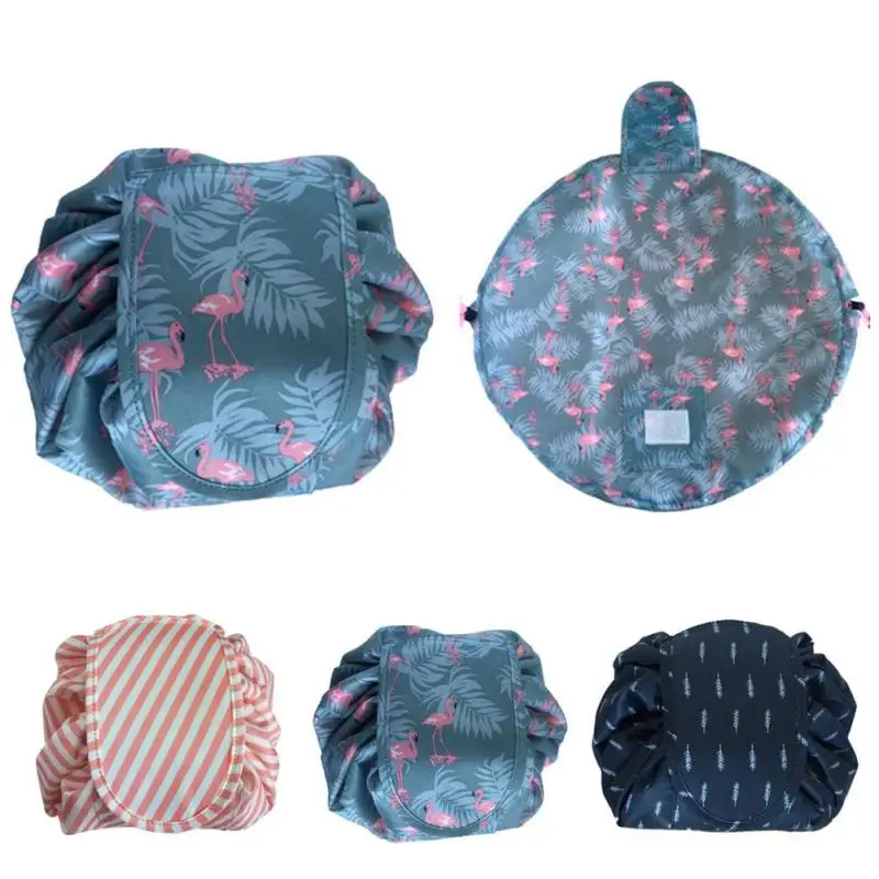 Magic Travel Lazy Cosmetic Pouch Drawstring Cosmetic Bag Flamingo