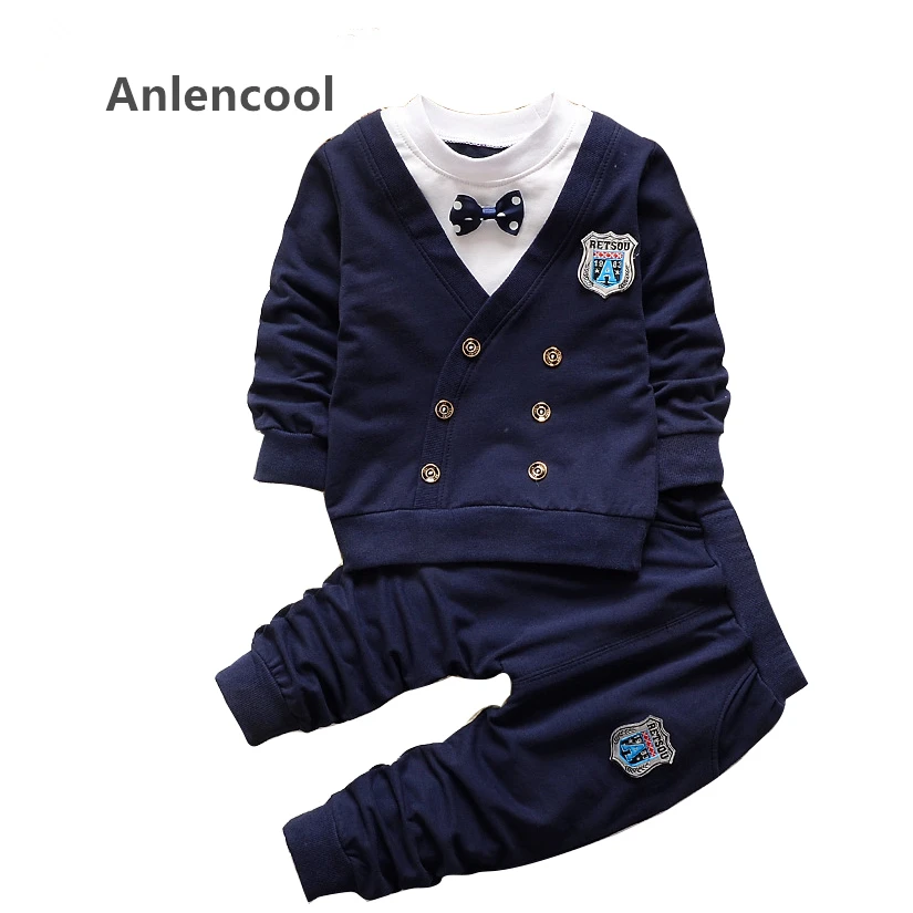 

Anlencool Fashion Baby Boy Sets Autumn Casual Style Baby Clothing Bow Handsome Lapel Long-sleeved Track Suit Children clothing