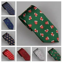 Lammulin Галстуки 16 видов стилей Рождество 7 см Tie snowman шапка носок Чили олень гамбургер Рождество дерево Санта Клаус жаккард тонкий галстук