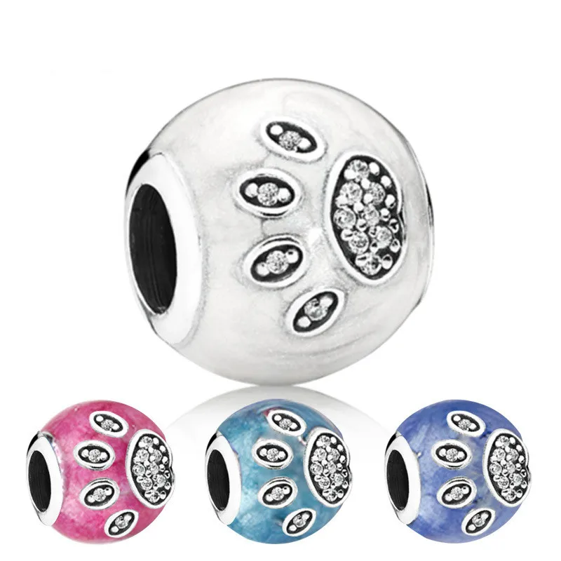 

5PCS Silver Clear Cubic Zirconia Paw Prints Animal Charm Fit Original DIY Bracelets&Bangle DIY Accessories Jewelry
