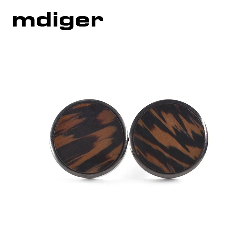 Mdiger трендовые круглые запонки с деревянными элементами для мужской рубашки