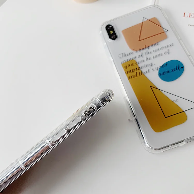 

For Abstract Art Simple Geometric Color Block Lines 7plus iphone6/7/8plus x/xs/max/xr Cover 6s Transparent Phone Case