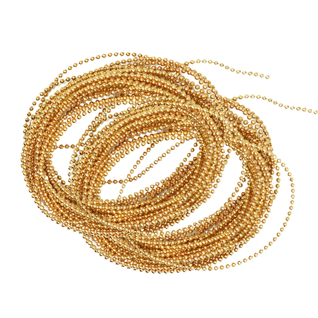 2Pcs 5M Christmas String Gold Bead Garland Spool Bouquet Party Wedding Decor