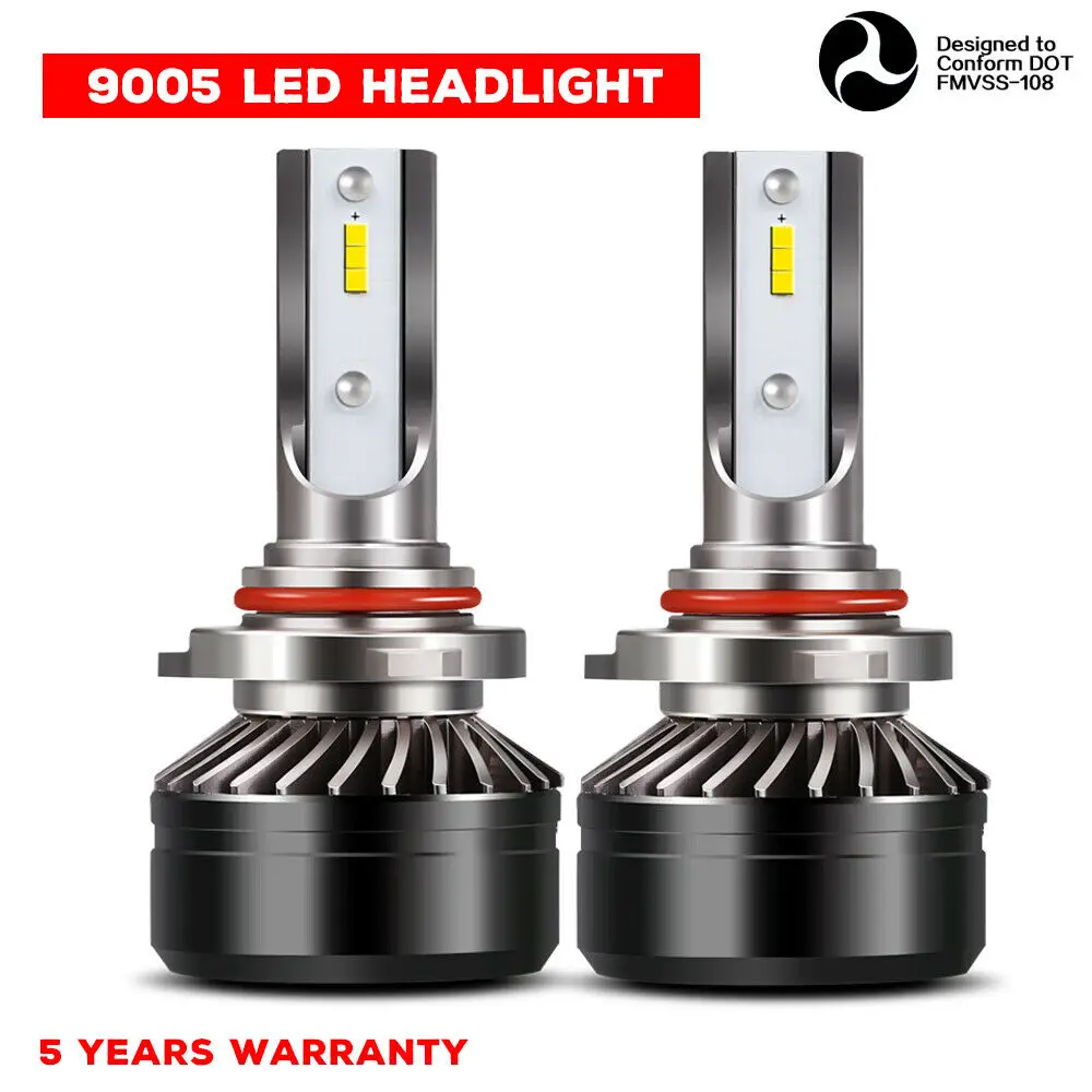

9005 LED Headlight Bulbs Conversion Kit D6 Series CSP Chips High Beam With Fans Sets Red 6000LM 6000K Cool White