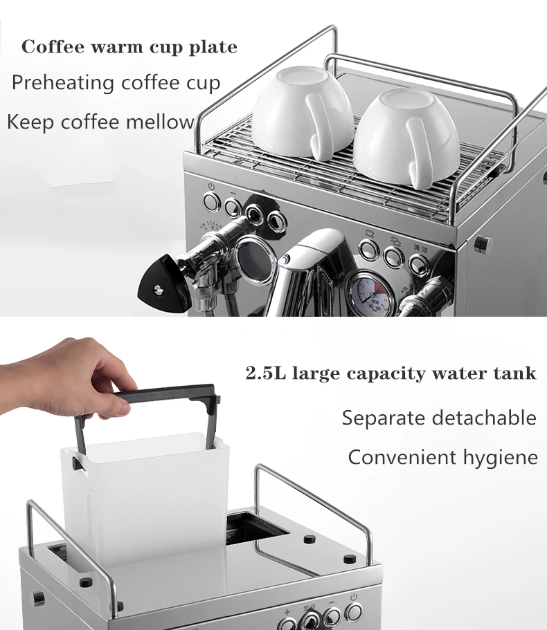WELHOME KD-310 Эспрессо машина Кофеварка из нержавеющей стали полуавтоматическая Паровая кофемашина cafetera