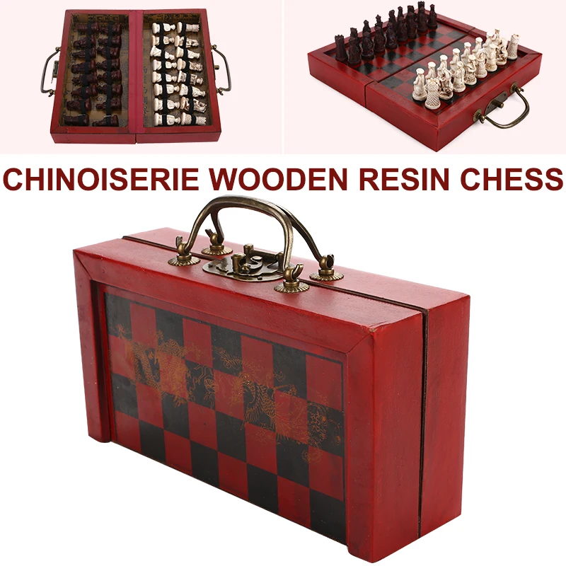 

Retro Chess Wooden International Chess Chinese Retro Chess Qing Dynasty Soldiers Wooden Terracotta Warriors Kill Time