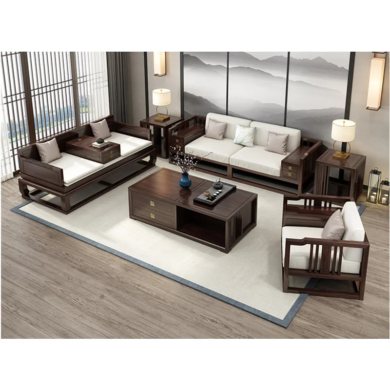 

divano living room set Wood furniture coffe table design futon sofasModern Chinese wooden sofa Arhat bed mesa centro love seat