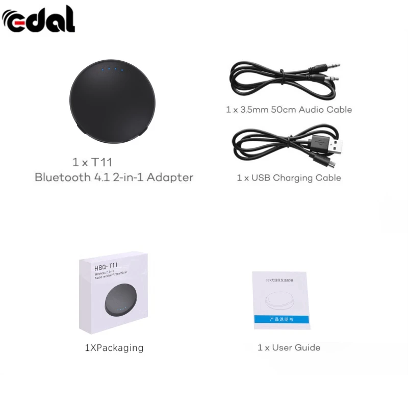 Эдал 2 в 1 Bluetooth приемник передатчик музыка стерео аудио адаптер для Tablet PC ноутбук ТВ телефона Динамик