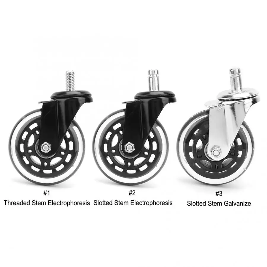 5 шт. 3 дюймов шарнирный ролик офисное кресло PU роликовое колесо мебель тележка ролик колесико