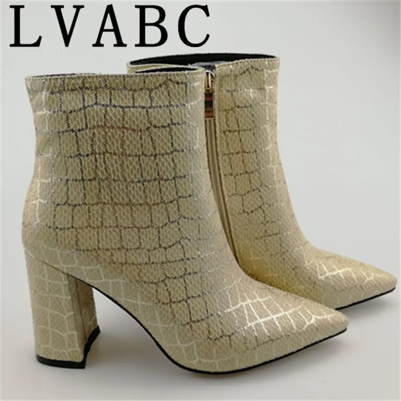 

2019 New Chelsea boots Big Size 33-43 Snake Pu Leather Pointed Toe Zip High Heels Shoes Woman Casual Spring Autumn Ankle boots