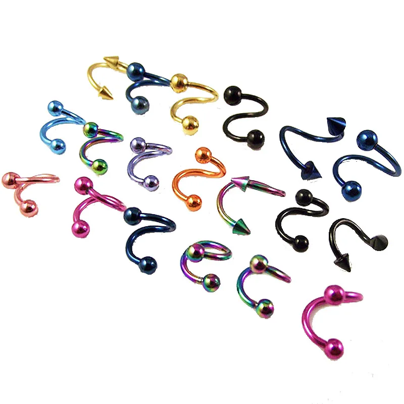 4piece 1.2*8+3+3mm Horseshoe Earring Twist Spiral Ear Helix Cartilage