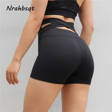 NRAHBSQT спине крест черный шорты для йоги Высокая Талия пикантные узкие шорты для бега женские короткие тренировки женские спортивные шорты для тренировок YD012
