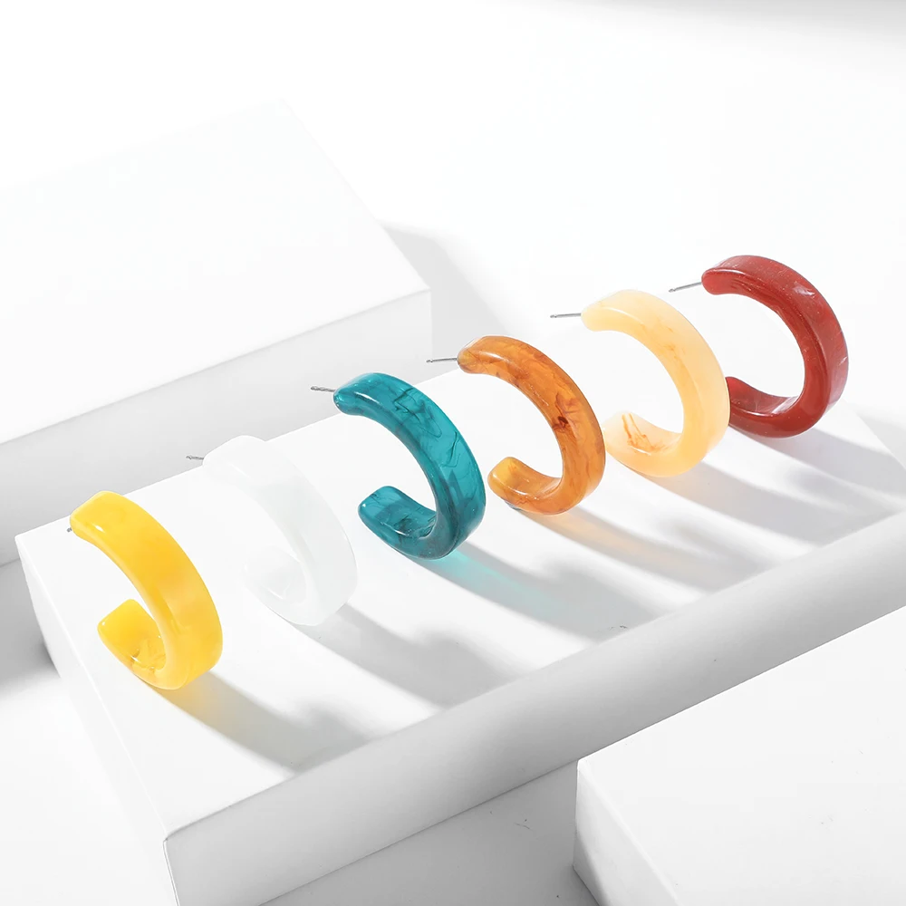 

40mm Pastel Matte Color Light Hoop Earring Surgical Post Hoops Acrylic Ice Silhouette Transparent Earrings