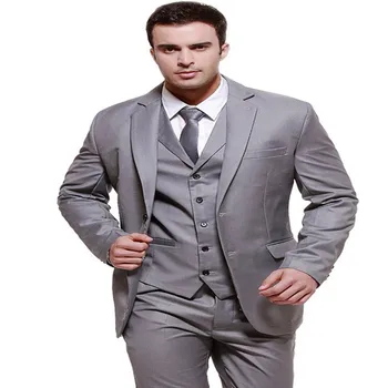 Skup Szary Pojedyncze Łuszcz Garnitury Męskie 3 Sztuk Groom Smokingi Garnitury Ślubne Dla Mężczyzn Biznesowych Formalne Garnitur (Kurtka + Spodnie + Kamizelka + Krawat)