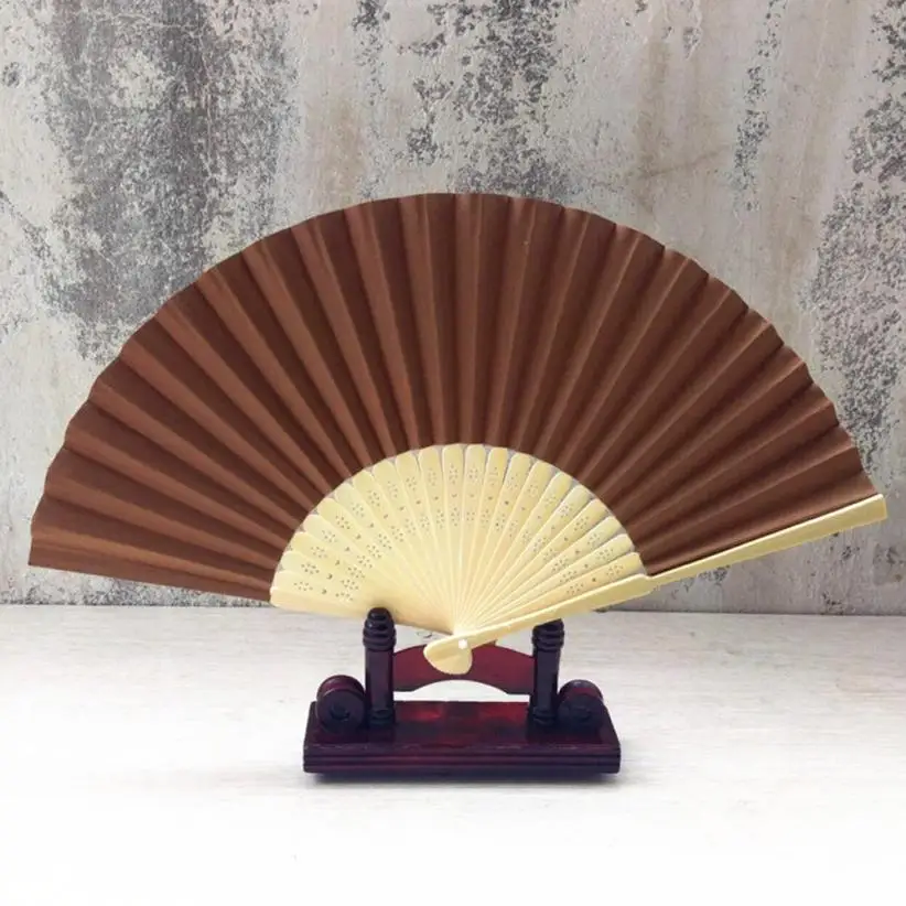 

21cm Pattern Folding Wedding Party Lace Silk Folding Hand Held Solid Color Fan Folding Elegant Wedding Party Hot Sale Dropship