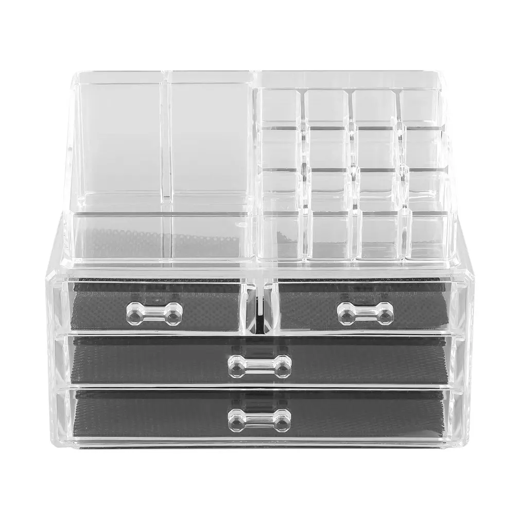 

4 Drawer Storage Jewelry Box Clear Acrylic Cosmetic Makeup Organizer Tool Holder Lipstick Dresser Stand Case