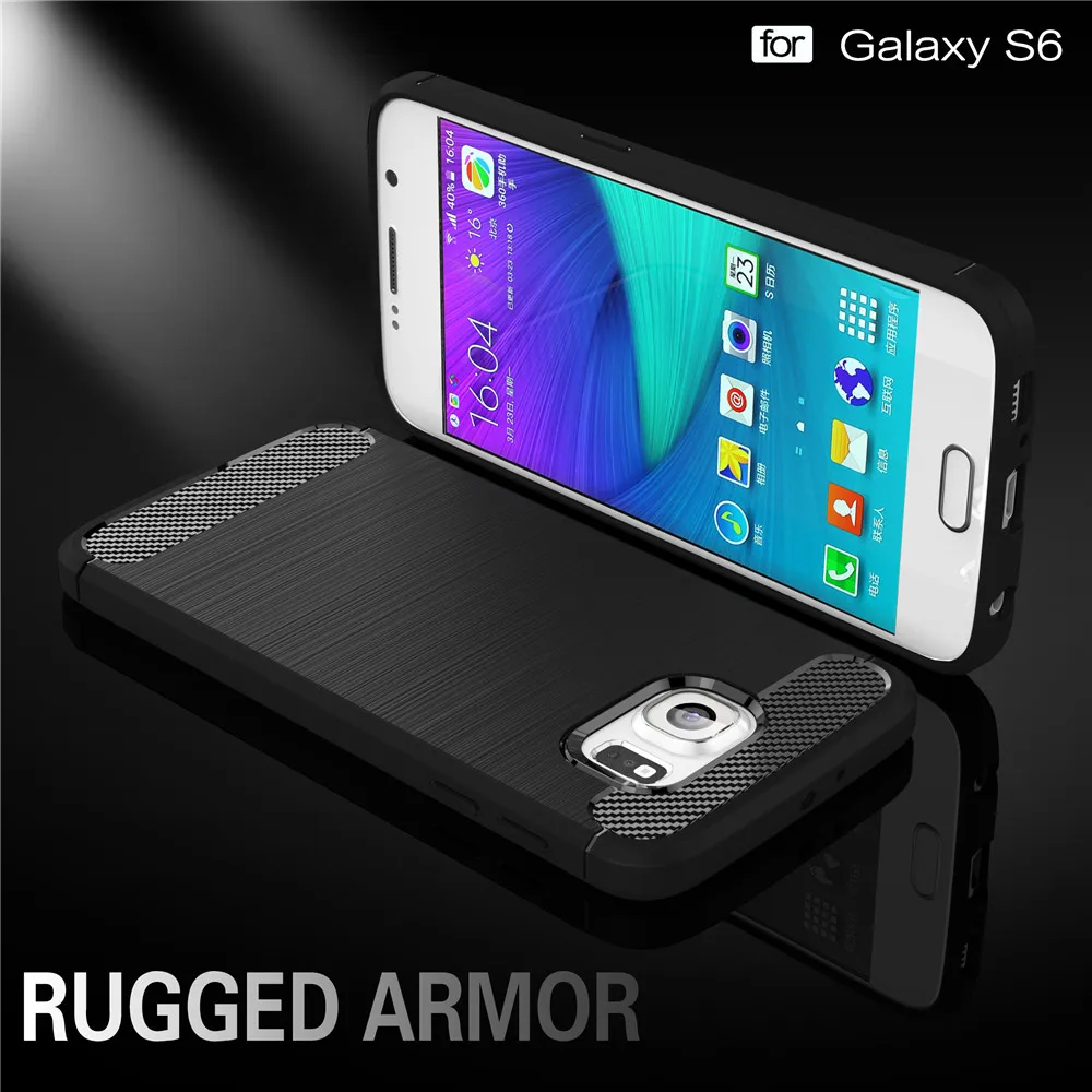 Lenuo чехол для Samsung Galaxy S6 ТПУ Мягкая углерода Волокно силиконовой щеткой