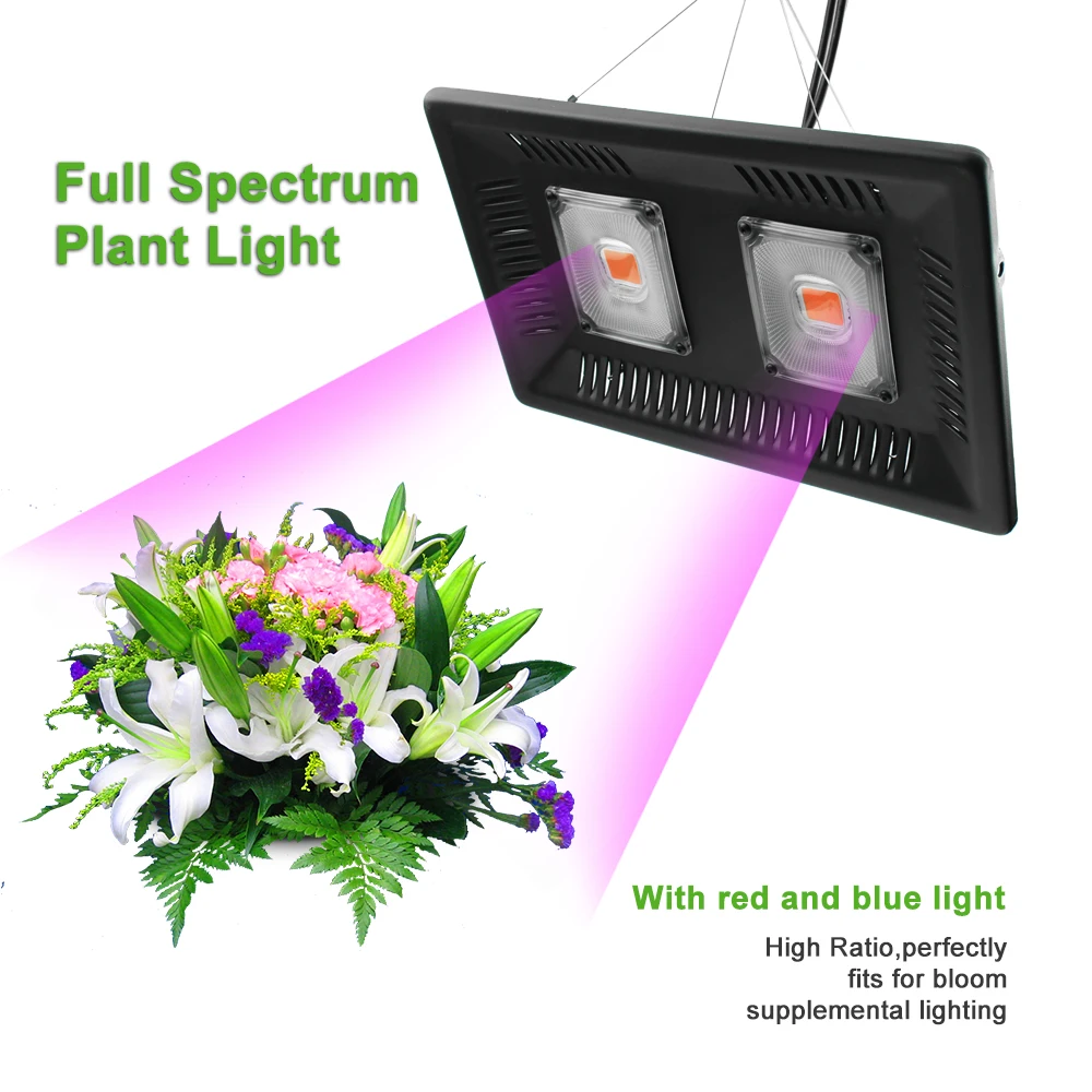 

Full Spectrum 200W COB Led Grow Flood Light 100W 110v 220v Waterproof Vegetable Flower Herb Indoor Garden Greenhouse Plant Lamp