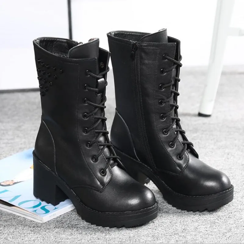 Womens Martin Boots PU Womens Motorcycle Boots Leather Ladies Casual