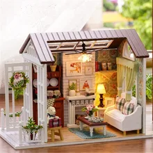 Милый DIY Деревянный Мини Кукольный дом миниатюрный кукольный домик мебель крышка комнаты коробка вилла игрушки для детей Детский подарок