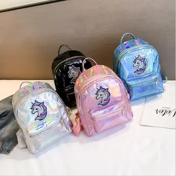 

2019 New Leather small backpack cartoon cute unicorn backpack girl casual bag fashion PU waterproof schoolbags
