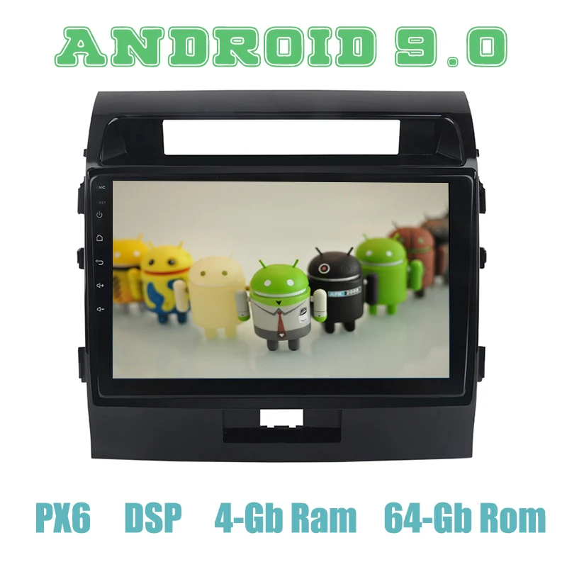 10 2 &quotips PX6 Android 9 0 Автомобильный gps радио мультимедиа для toyota Land Cruiser LC200 2008-2013 с wifi USB