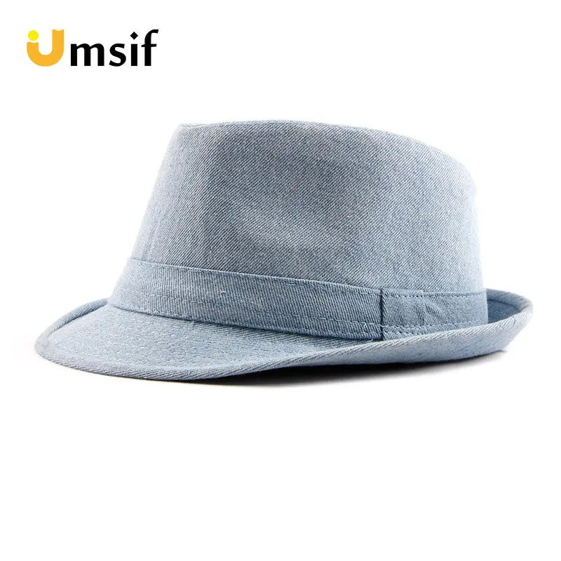 denim fedora hat
