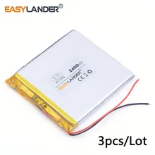 3pcs /Lot 3.7V 407080 3000 mAh lithium Li ion polymer rechargeable battery For GPS Tablet PC Speaker E-book power bank PAD PSP