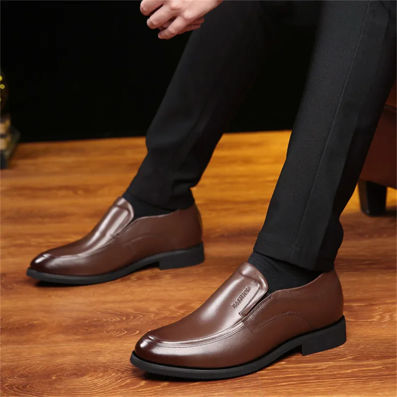 X1659 Для мужчин; увеличивающие рост торжественное платье кожаные туфли в Скрытая Увеличение роста человек Taller 6 см Slip-On лоферы