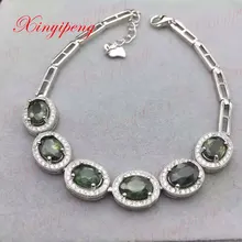 925 стерлингового серебра с натуральный Сапфировый Браслет для женщин с роскошью и благородным свадебным подарком