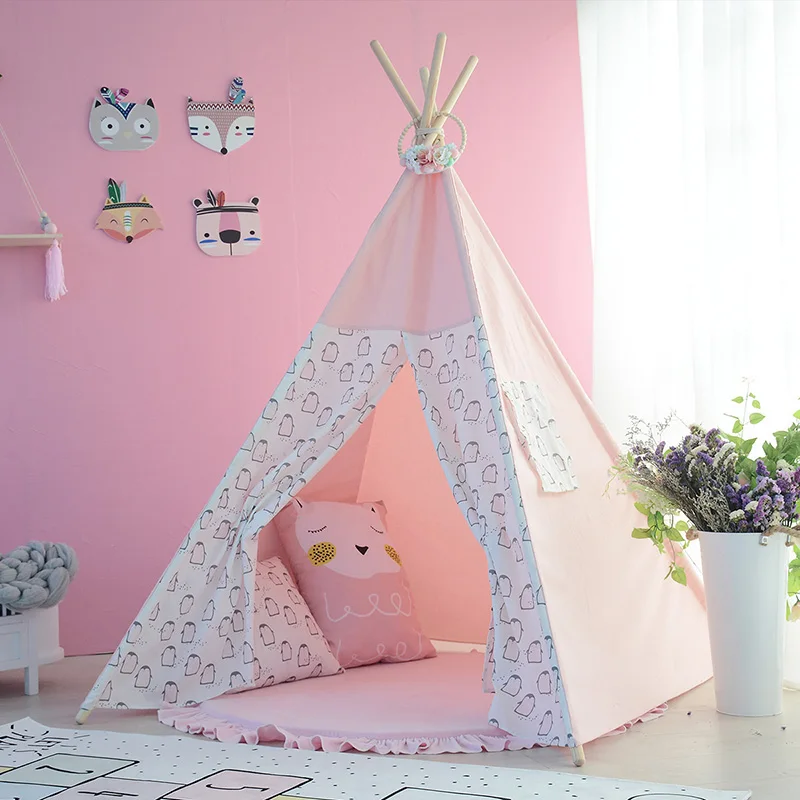 Треугольник Wigwam детский тент Крытый Teepee дом для детей игровая комната холст Типи