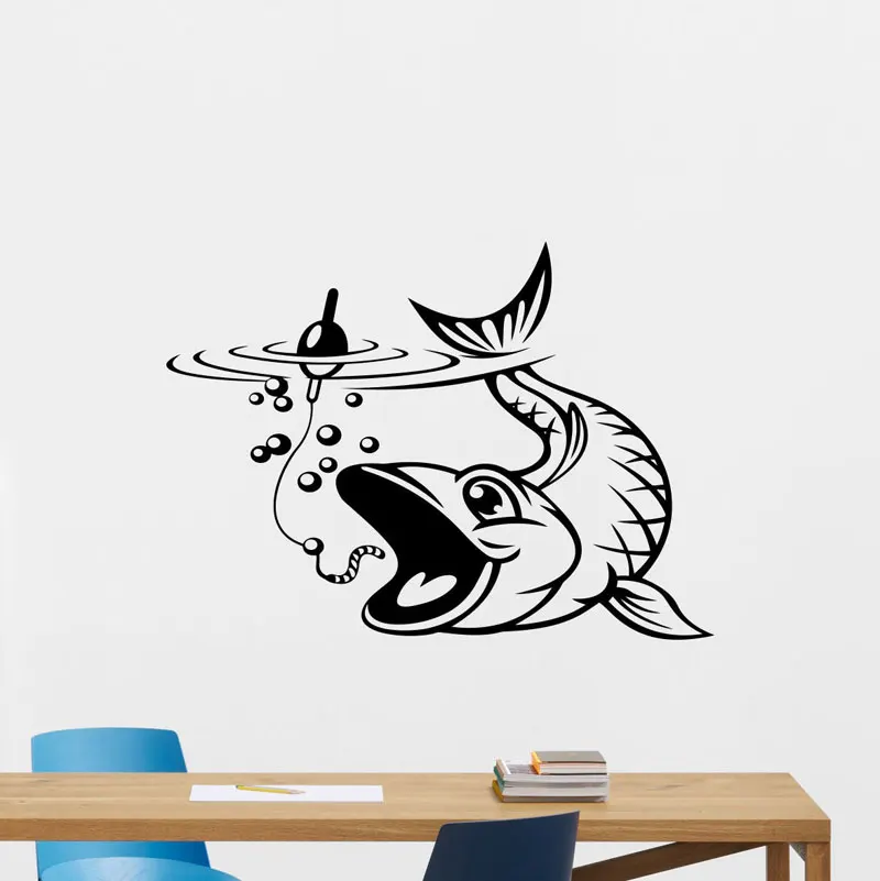 Fishing Wall Decal Animal Home Decor Vinyl Removable Nautical Fish Poster In The Living Room Clue Decor Mural Poster W472