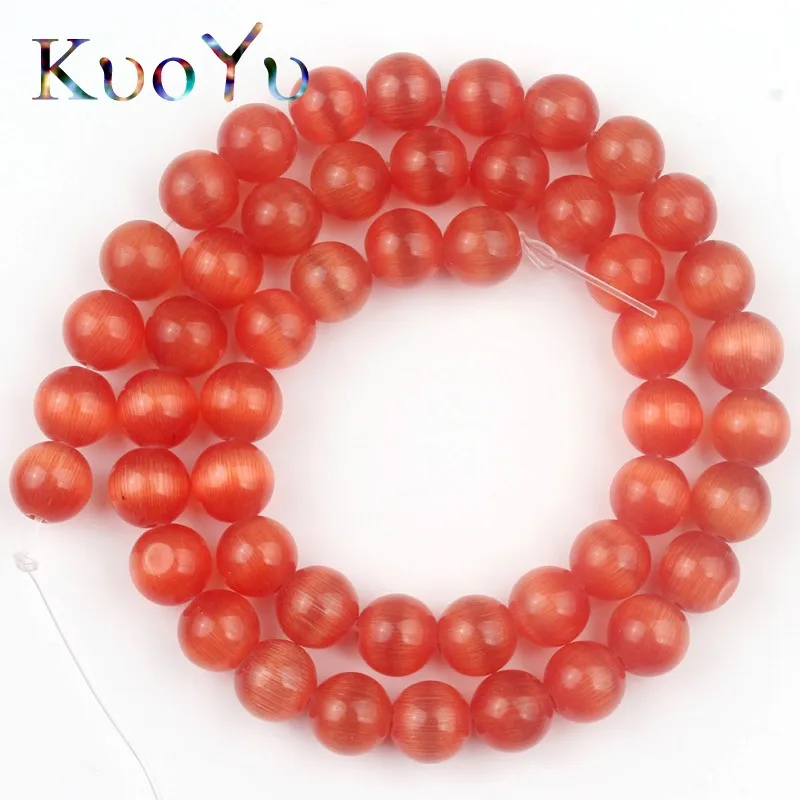 

AAA Red Cat Eye Opal Stone Beads Natural Smooth Round Loose Beads For Jewelry Making 4/6/8/10/12mm DIY Bracelet Necklace 15"inch