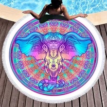 WomenSoft круглые большие пляжные солнцезащитные богемный стиль, с принтом шар Одеяло с кисточками йога коврик пляжное платье ванна Полотенца Мандала слон