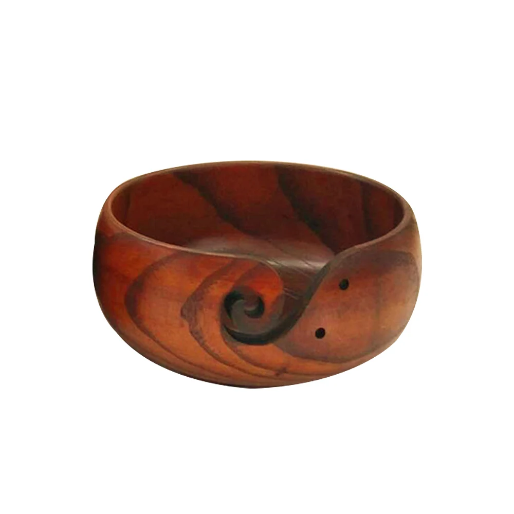 

Knitting Crochet Yarn Holder Organizer Portable Wooden Yarn Storage Bowl