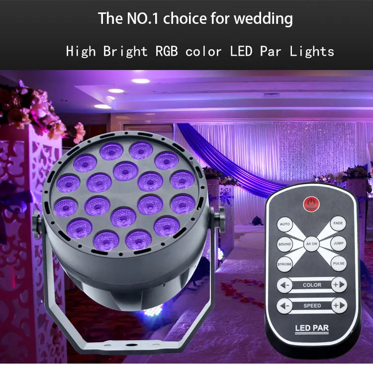 

YSH 18 beams UV Par Light RGB Voice control DMX control DJ Stage Lighting effect purple light for wedding bar disco club party