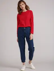 Высокая Талия Синий, прямой тонкие свободные повседневные эластичные джинсы Bf Femme Для женщин брюки уличная одежда большого размера 3xl 4xl 5xl