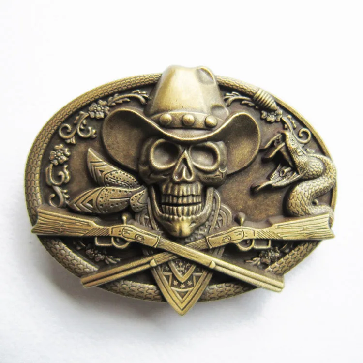 Розничная Hebilla De Metal Para Cinturon револьверов Y Calavera ремень пряжка BUCKLE-SK036 - Цвет: Bronze Plated Color